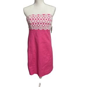 Lilly Pulitzer NWT Bowen Dress Bodice Lace Hotty Pink Size 8 Sleeveless Lace